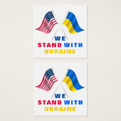 Amerikaanse vlag en Oekraïense Kaarten steunen Oek Vierkante Visitekaartjes (Voorkant /achterkant)
