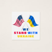 Amerikaanse vlag en Oekraïense Kaarten steunen Oek Vierkante Visitekaartjes (Voorkant)