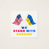 Amerikaanse vlag en Oekraïense Kaarten steunen Oek Vierkante Visitekaartjes (Achterkant)