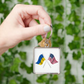 Amerikaanse vlag en Oekraïense  Sleutelhanger (Hand)