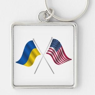 Amerikaanse vlag en Oekraïense Sleutelhanger