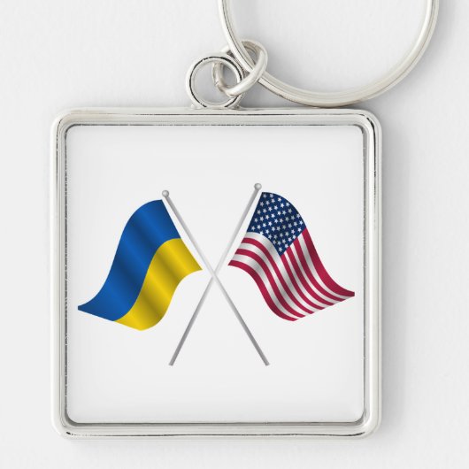 Amerikaanse vlag en Oekraïense  Sleutelhanger (Voorkant)