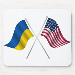 Amerikaanse vlag en Oekraïense vlag Muismat