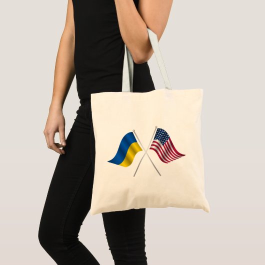 Amerikaanse vlag en Oekraïense vlag Tote Bag (Voorkant (product))