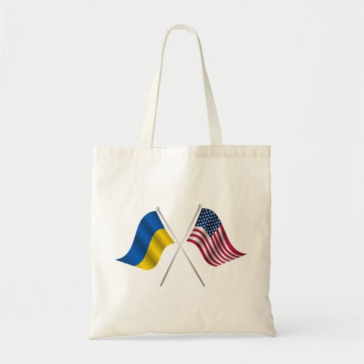 Amerikaanse vlag en Oekraïense vlag Tote Bag (Voorkant)
