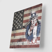 Amerikaanse vlag en oom Sam Vierkante Klok (Hoek)