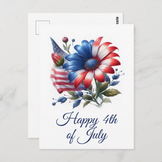 Amerikaanse vlag en patriottische madeliefje briefkaart (Voorkant / Achterkant)