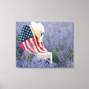 Amerikaanse vlag en Pet op voorzitter Canvas Afdruk