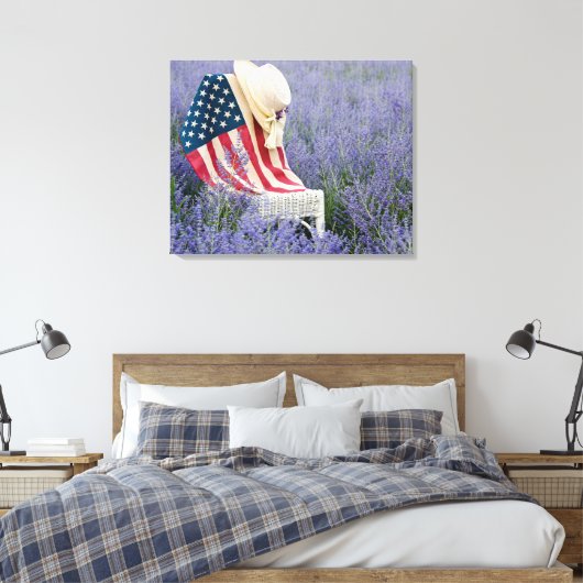 Amerikaanse vlag en Pet op voorzitter Canvas Afdruk (Insitu (Slaapkamer))