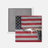 Amerikaanse Vlag en Pistool Magnet (Voorkant / Achterkant)