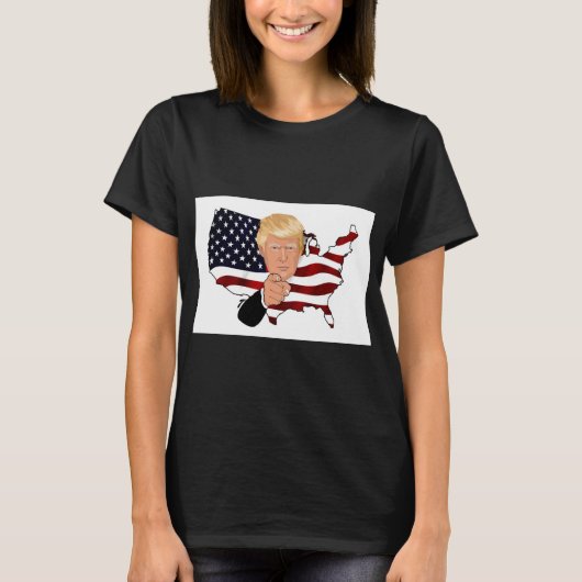 Amerikaanse vlag en presidentTroef T-shirt (Voorkant)