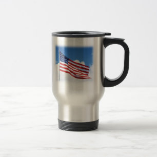 Amerikaanse vlag en reisstein reisbeker