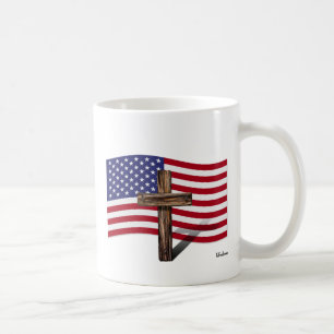 Amerikaanse vlag en robuuste kruis koffiemok