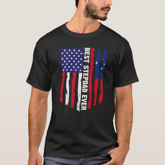 Amerikaanse vlag en Samoa vlag beste stepdad ever  T-shirt (Voorkant)