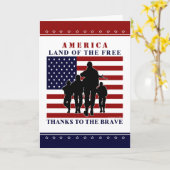 Amerikaanse vlag en soldaten - Happy Independence  Kaart (Gele Bloem)