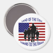 Amerikaanse vlag en soldaten Silhouette Magnet (Voorkant / Achterkant)