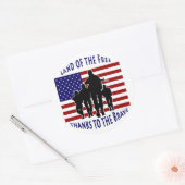 Amerikaanse vlag en Soldaten Silhouette Sticker (Envelop)