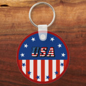 Amerikaanse vlag en sterren in cirkelvormige Sleut Sleutelhanger (Voorkant)