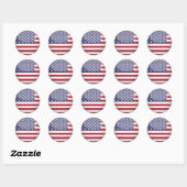 Amerikaanse vlag en sterren ronde sticker (Vel)