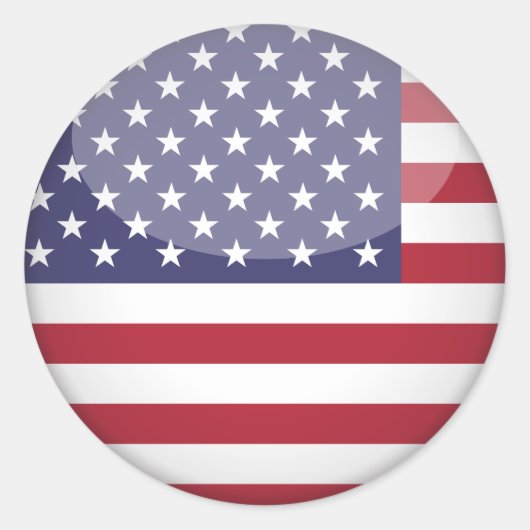 Amerikaanse vlag en sterren ronde sticker (Voorkant)