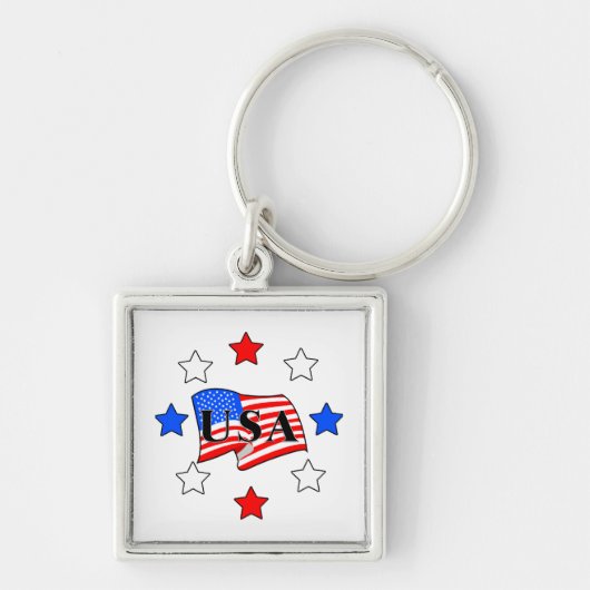Amerikaanse vlag en sterren sleutelhanger (Voorkant)