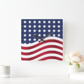 Amerikaanse vlag- en Stripes Square-wandklok Vierkante Klok (Huis)