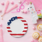 Amerikaanse vlag en strips patriottisch papieren bordje (Feest)