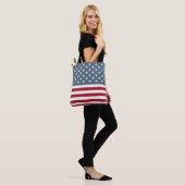 Amerikaanse vlag en strips patriottisch tote bag (Op model)