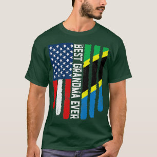 Amerikaanse vlag en Tanzania vlag Beste oma ooit v T-shirt