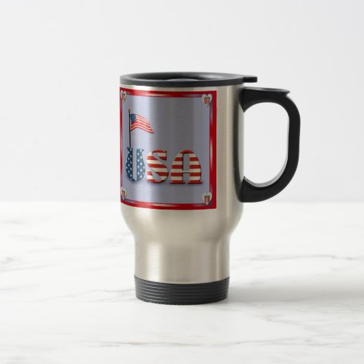 Amerikaanse vlag en tekst reisbeker (Rechts)