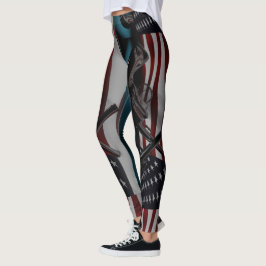 Amerikaanse vlag en twee doorsnee revolvers leggings