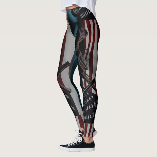Amerikaanse vlag en twee doorsnee revolvers leggings (Links)