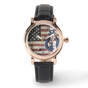 Amerikaanse vlag en Uncle Sam Horloge