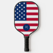 Amerikaanse vlag en uw initiaal handtas pickleball paddle (Voorkant)
