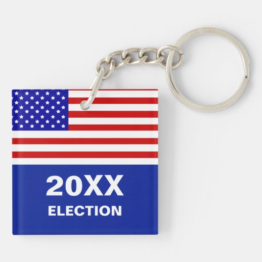 Amerikaanse vlag en verkiezing blauwe sleutelhange sleutelhanger (Achterkant)