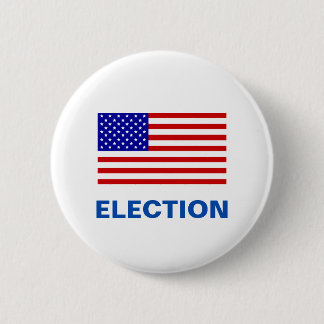 Amerikaanse vlag en verkiezingstekst ronde button 5,7 cm