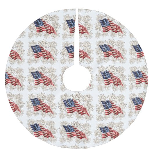 -Amerikaanse vlag en vierde vuurwerk van juli Kerstboom Rok (Voorkant)