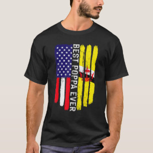 Amerikaanse vlag en vlag van Brunei Best Poppa Eve T-shirt