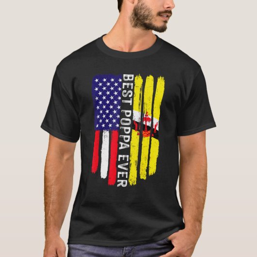 Amerikaanse vlag en vlag van Brunei Best Poppa Eve T-shirt (Voorkant)
