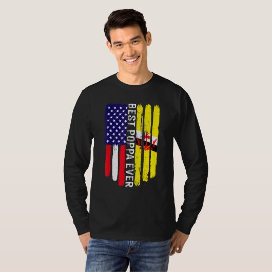 Amerikaanse vlag en vlag van Brunei Best Poppa Eve T-shirt (Voorkant volledig)