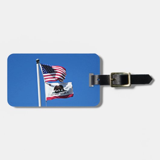 Amerikaanse vlag en vlag van Californië Bagagelabel (Voorkant horizontaal)