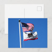 Amerikaanse vlag en vlag van Californië Briefkaart (Voorkant / Achterkant)