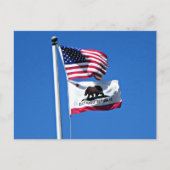 Amerikaanse vlag en vlag van Californië Briefkaart (Voorkant)