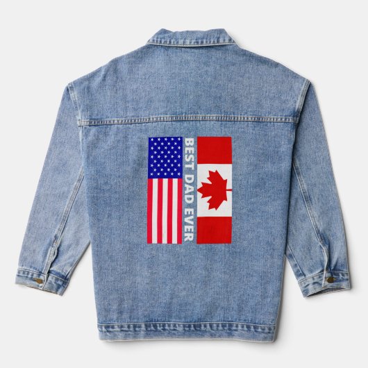 Amerikaanse vlag en vlag van Canada de beste vader Denim Jacket (Achterkant)