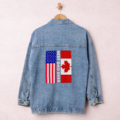 Amerikaanse vlag en vlag van Canada de beste vader Denim Jacket (Hangar)