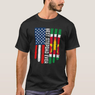 Amerikaanse vlag en vlag van Suriname Best Stepdad T-shirt
