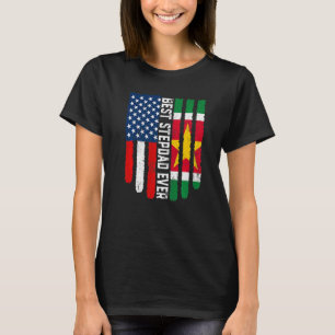 Amerikaanse vlag en vlag van Suriname Best Stepdad T-shirt