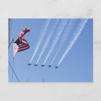 Amerikaanse vlag en vliegtuigen briefkaart