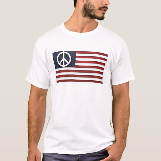 Amerikaanse vlag en Vrede Teken T-Shirt - Zazzle (Voorkant)