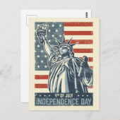  Amerikaanse vlag en Vrijheidsbeeld Briefkaart (Voorkant / Achterkant)